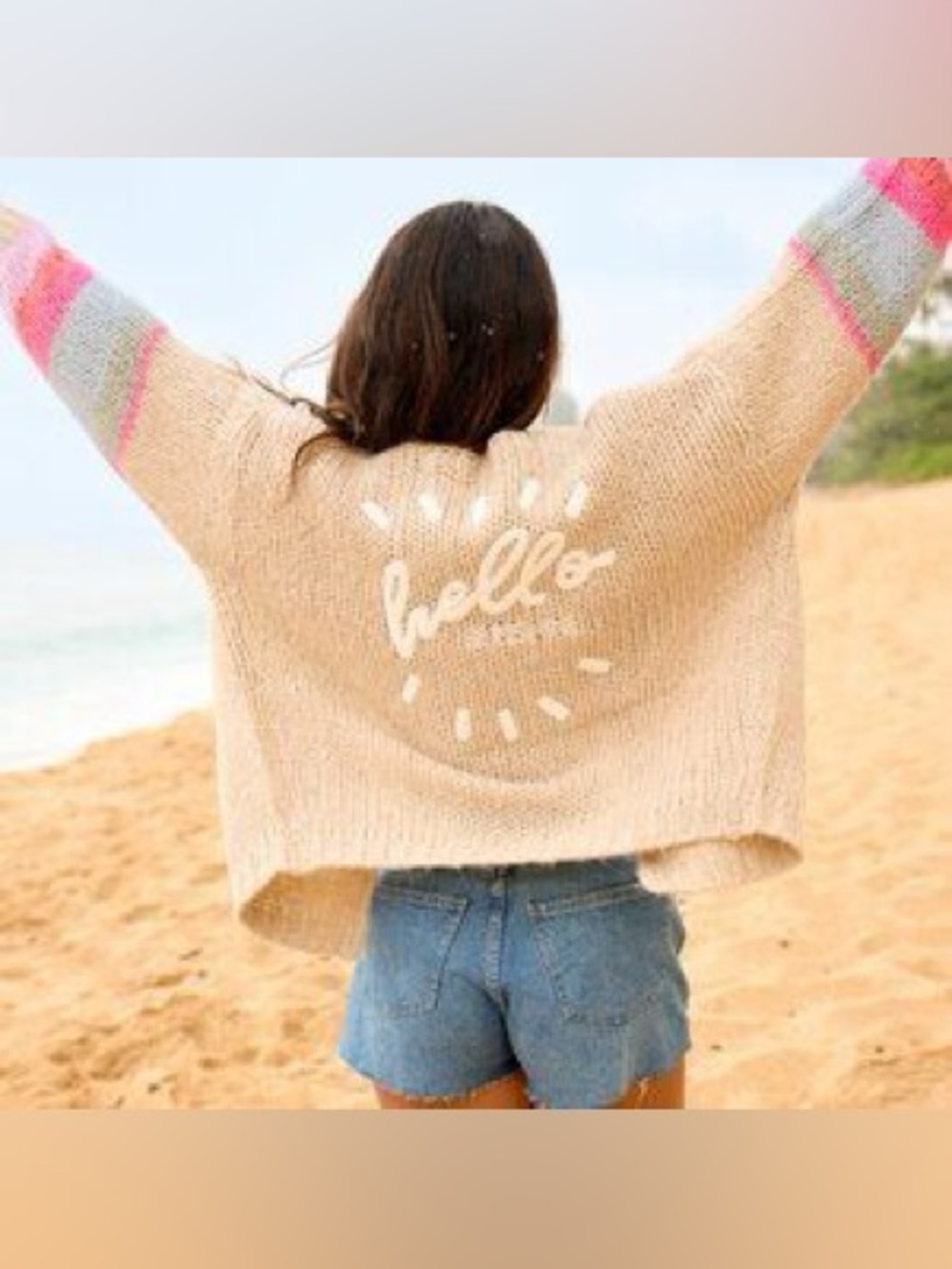 Saltwater Luxe Hello Sunshine Chunky Knit Cardigan Sweater XL